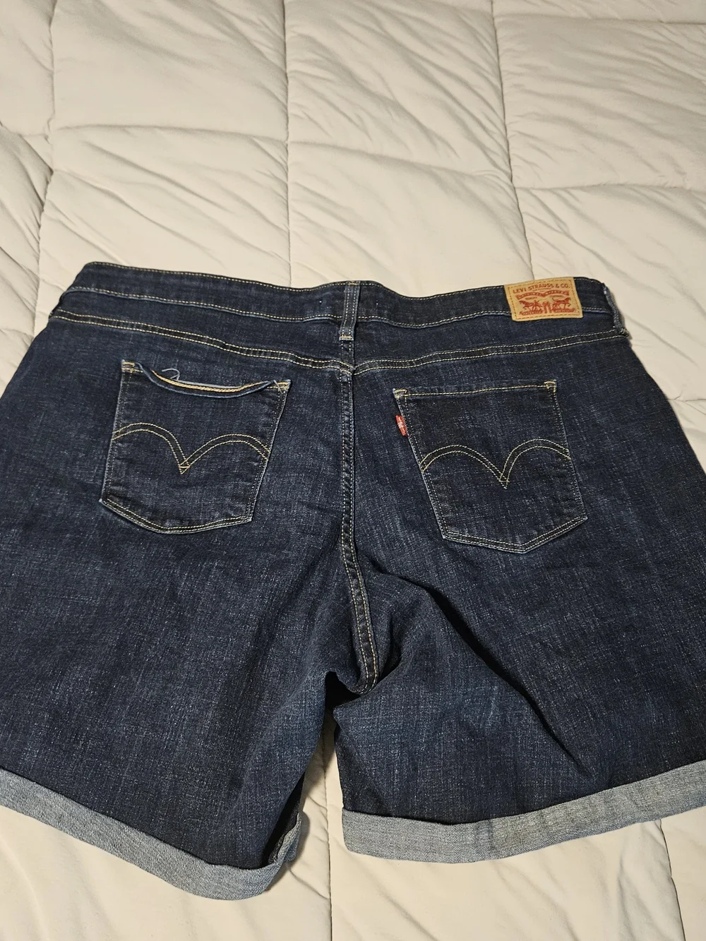 Levi's Indigo Denim Rolled Hem Shorts